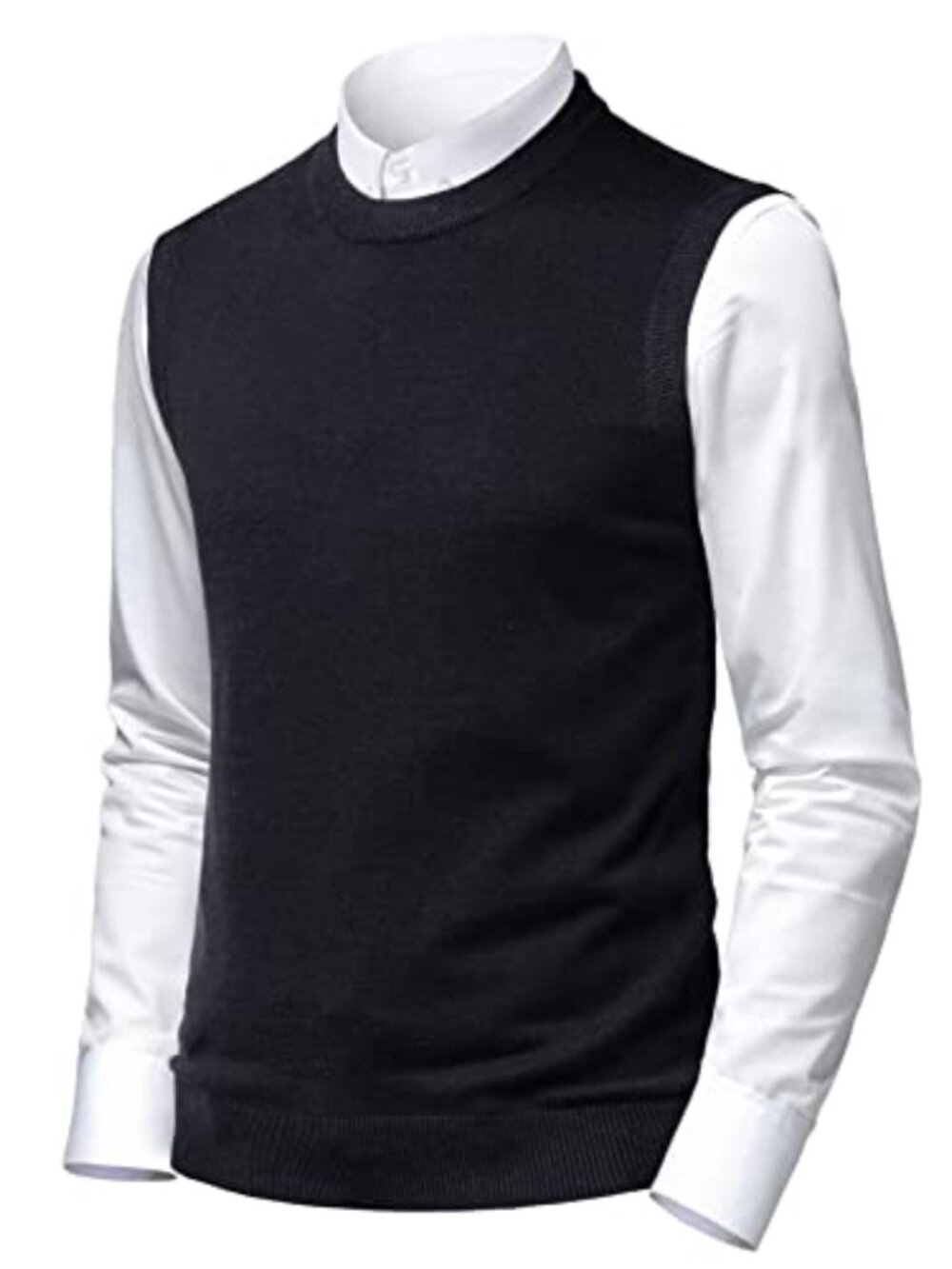 Men's Fine Knitted Sweater Vest Soft Touch Solid Crewneck V-Neck Sleeveless